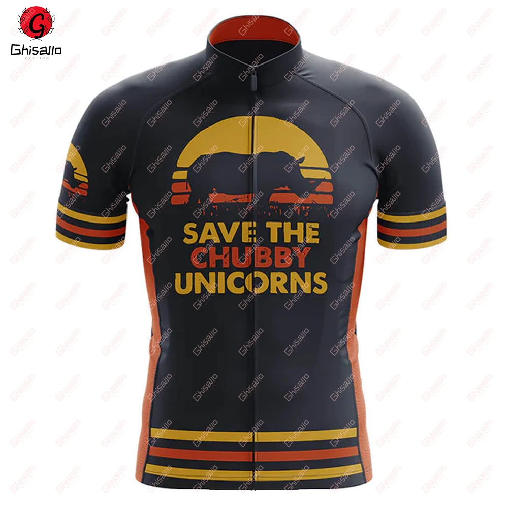 Chubby Unicorns Cycling Jersey for Men Short Sleeve Reflective MTB Maillot, Downhill Pro Team, Mountain Bicycle Clothing, Summer