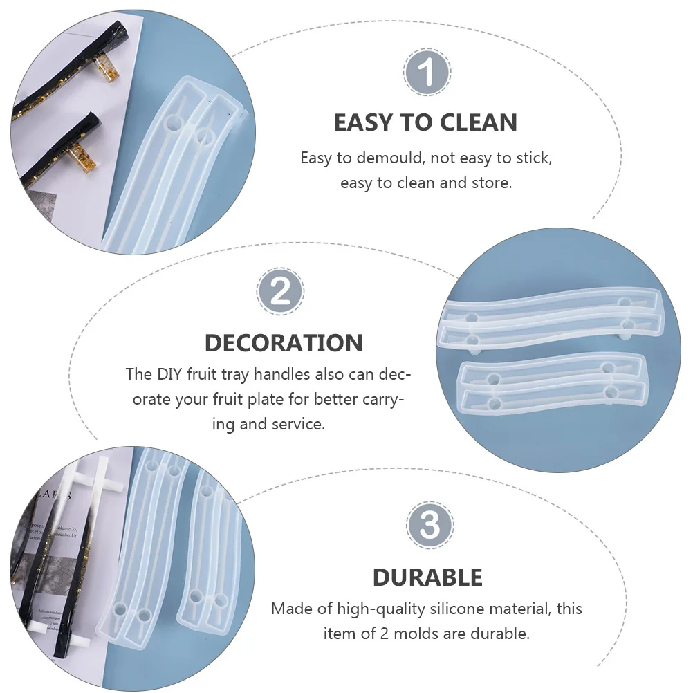 

2Pcs Silicone Handle Mold for Fruit Plate Crystal Resin Craft DIY Epoxy Mould Handle Making Casting Mold Easy to Clean Store