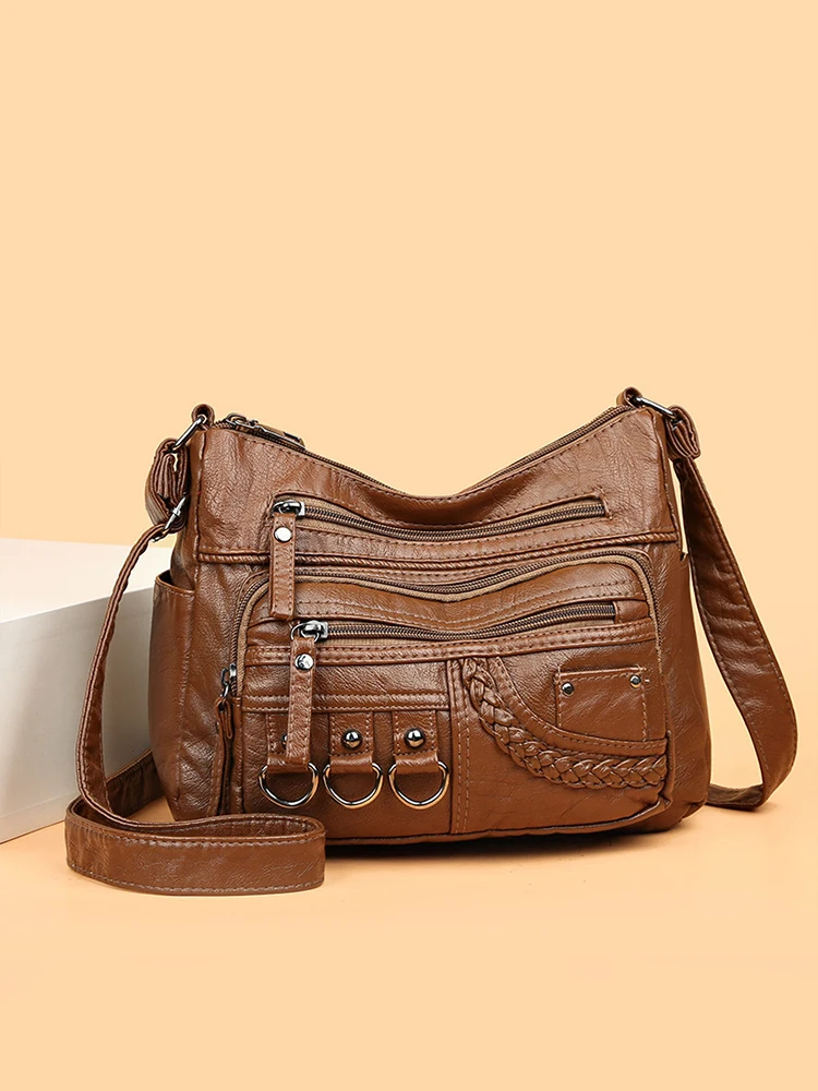 Sacs à main et sacs à main Vintage en cuir Pu pour femmes, sacs de luxe de bonne qualité, Design multi-poches pour dames, sacs à bandoulière, 2023