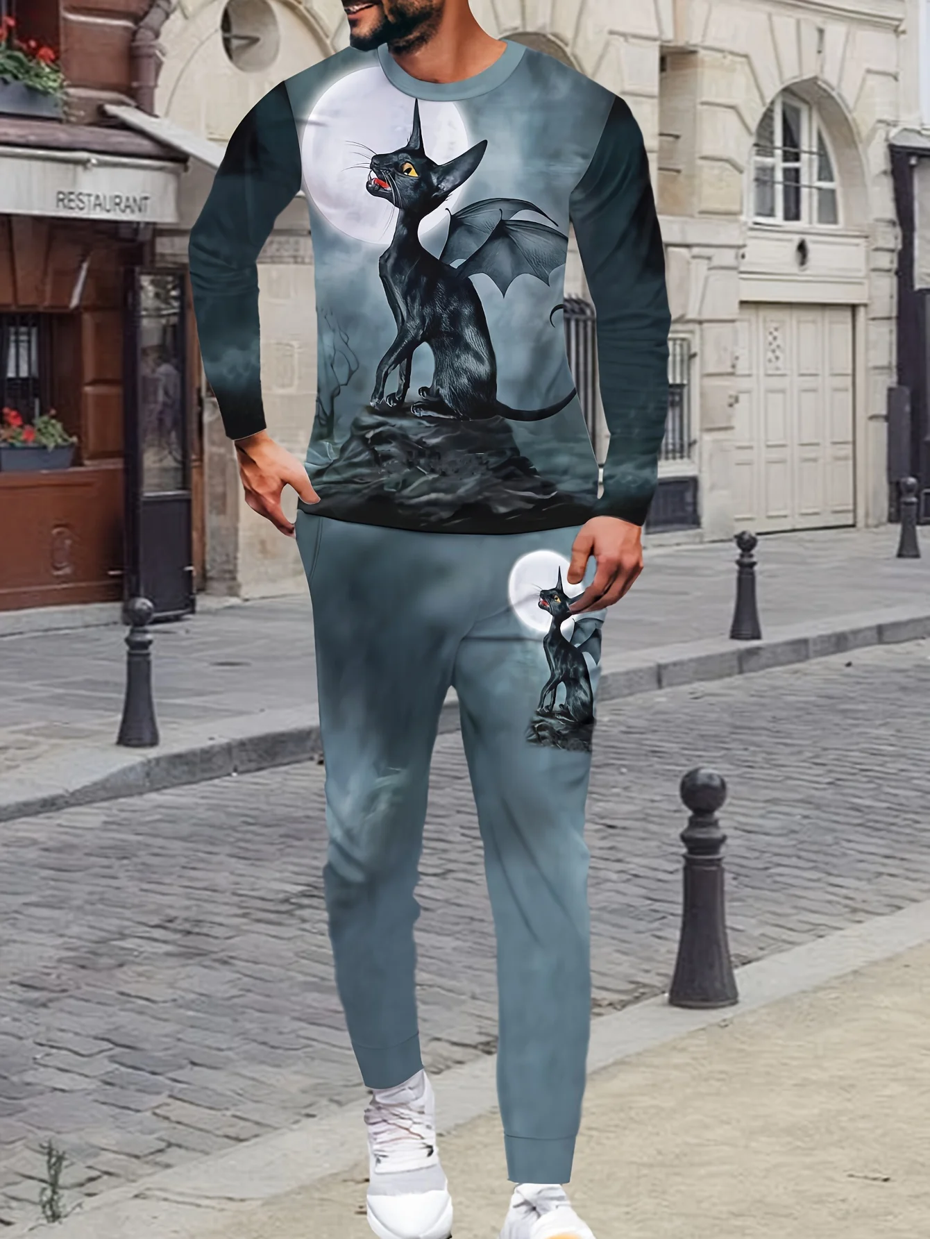 

Men's Casual T-shirt Long Sleeve Trousers Set Clothes Urban Street Fashion 3d Pattern Sport TwoPiece Set Spring Autumn Crew Neck