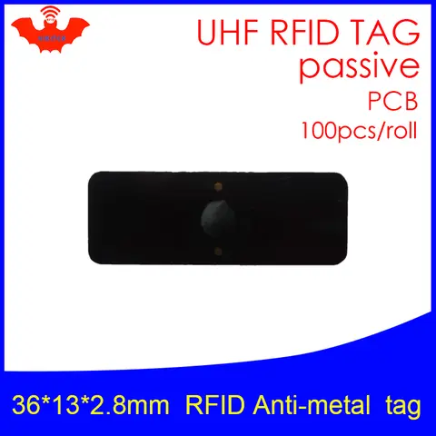UHF RFID 안티 메탈 태그, 고정 자원 관리, 소형 직사각형 PCB 패시브 RFID 태그, 915m, 868m, 100 개, 36x13x2.8mm, 무료 배송