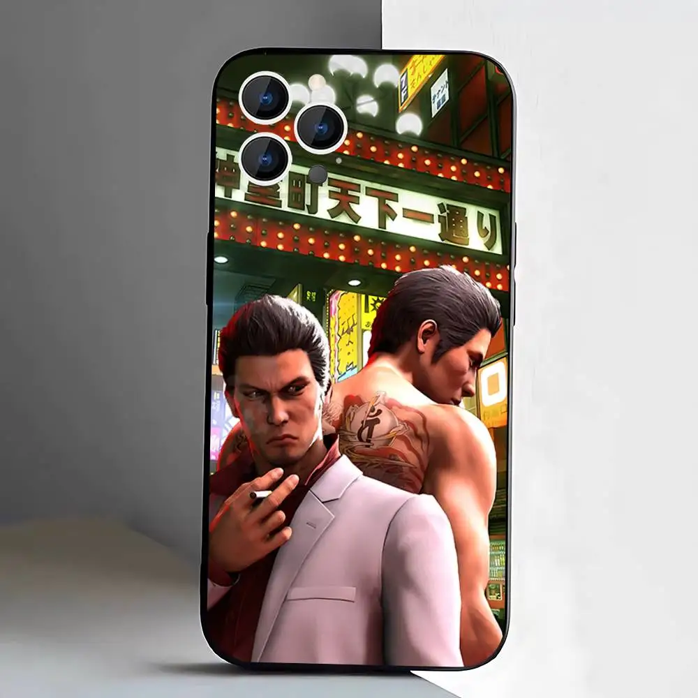 حافظة هاتف لهاتف آيفون 17,16,15,14,13,12,11,Pro,XS,Max,XR,Plus,E,SE4,Mini Yakuza 0 Game غطاء ناعم أسود