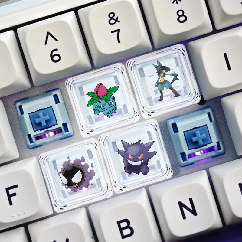 pokemon-cruz-teclado-mecanico-personalizado-anime-keycap-unico-charmeleon-blastoise-eevee-transparente-dos-desenhos-animados-keycap