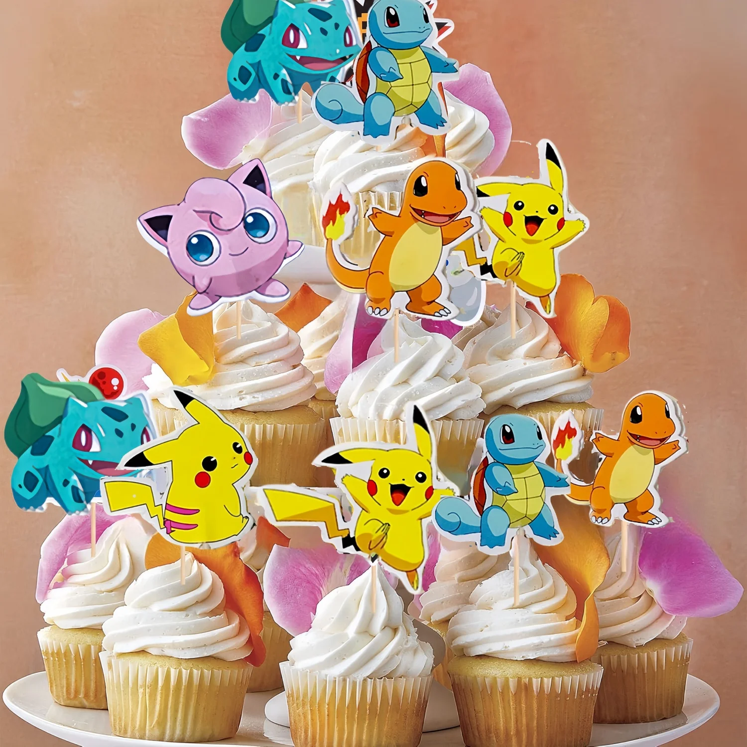 Pokemon Cake Topper Anime Figure Pikachu Party Happy Birthday Pokemon Cupcake Decor Baby Shower Baking DIY Supplies Kids Favors