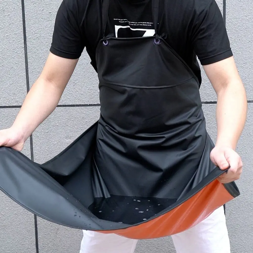 Durable PU Leather Kitchen Apron Waterproof Oil-proof Work Apron Black Green Aquatic Butchery Food Apron Farmers Market