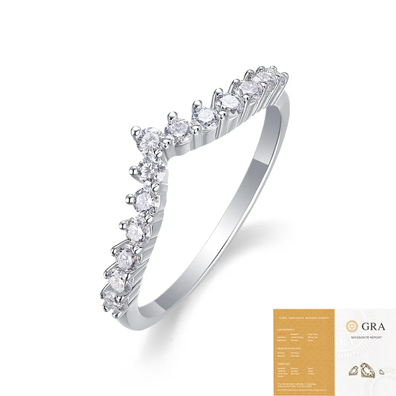 

Fashionable Minimalist S925 Silver Ring Set with Claw-Set Moissanite And GRA Certificate