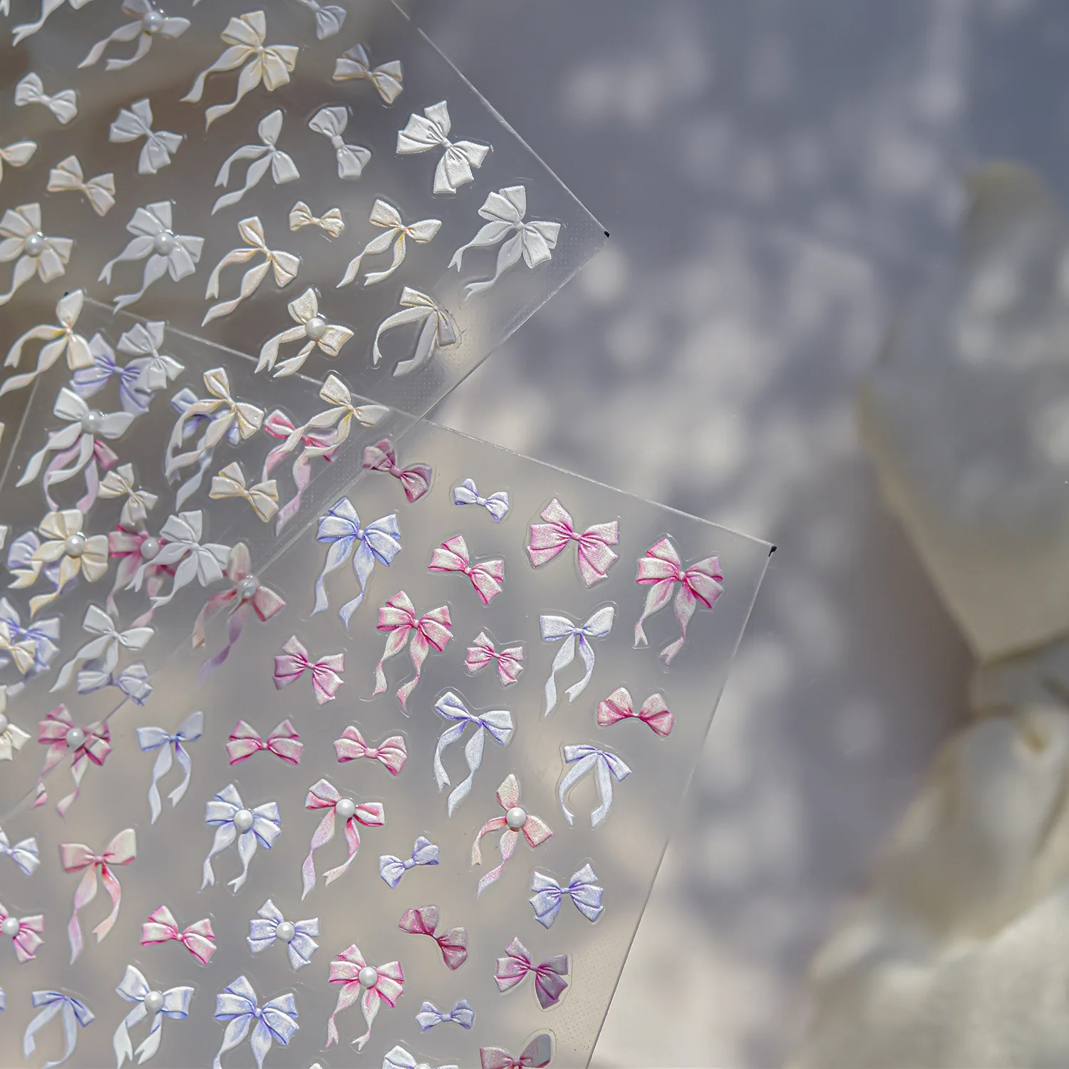 رائعة كريستال الماس مسمار ملصقات الحلو الوردي القوس 5D اللؤلؤ الشريط القوس Kont ملصقات بمادة لاصقة ذاتية للزينة رسومات أظافر #5