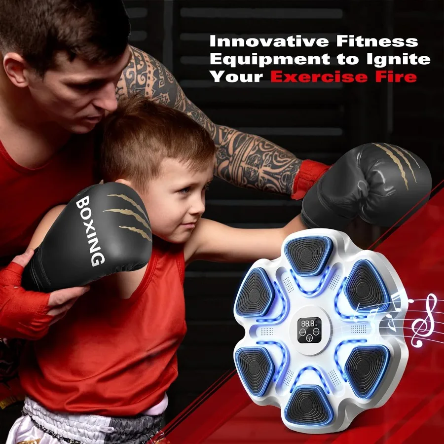 Wall Mounted Music Boxing Machine with Gloves for Adults: Smart Bluetooth Interactive Training Equipment for Home and Gym Elect