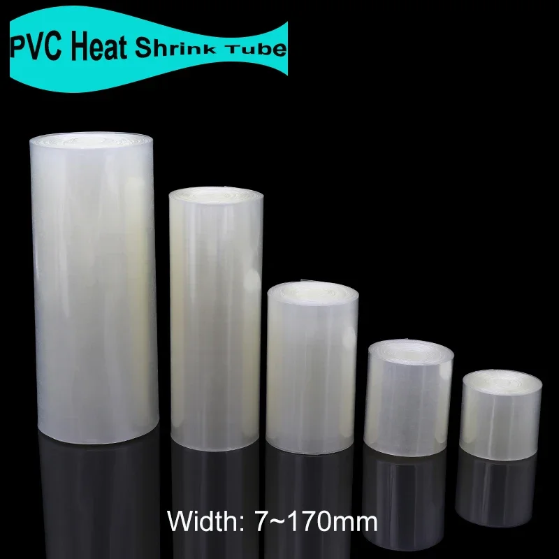 

2/5/10/20M Transparent PVC Heat Shrink Tube Pack Dia 7~170mm Insulated Film Case Cable Sleeve Shrink Wire Wrap Battery Wraps