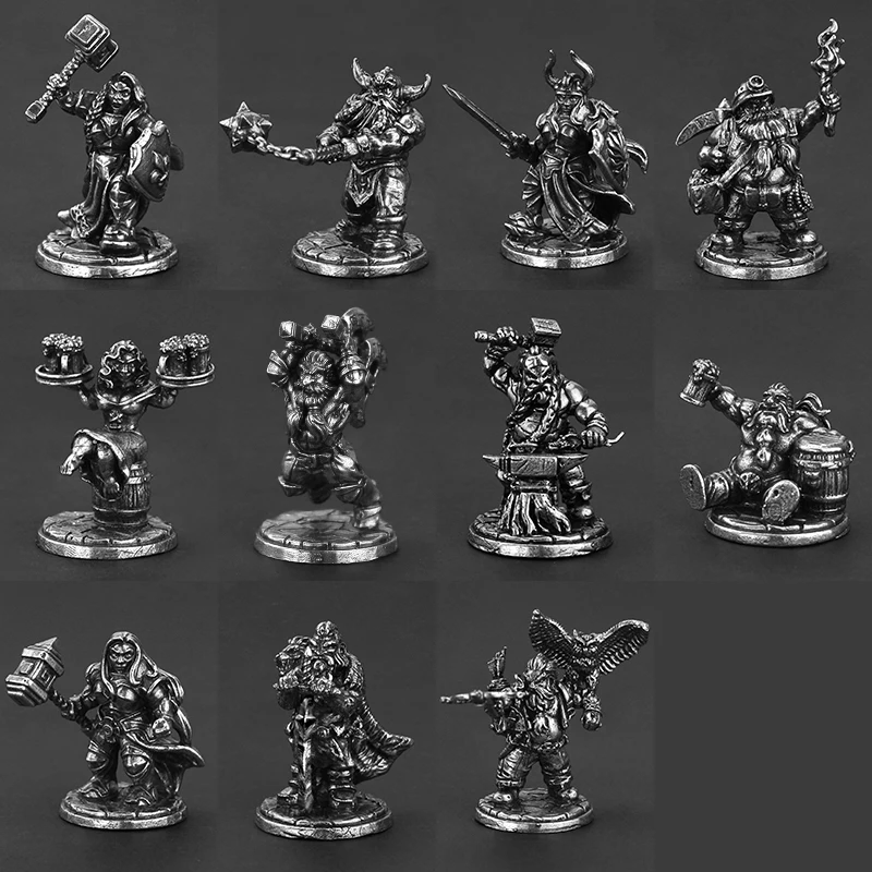Cupronickel Dwerg Soldaat Model Actiefiguren Speelgoed Bordspel Stuk Desktop Auto-interieur Miniatuur Ornament Accessoires Speelgoed