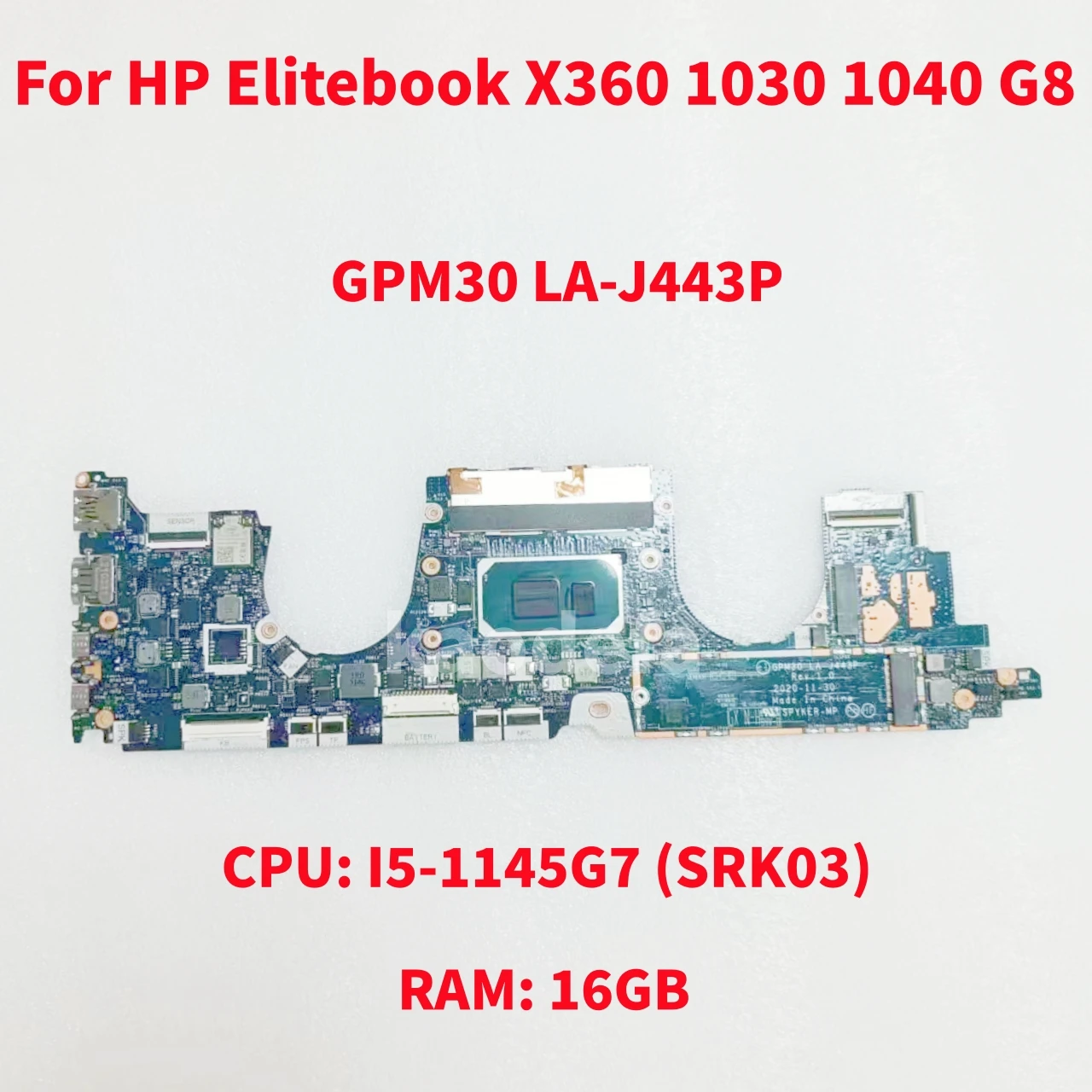 

LA-J443P Mainboard For HP Elitebook X360 1030 1040 G8 Laptop Motherboard CPU: I5-1145G7 SRK03 RAM: 16G DDR4 100% Test OK