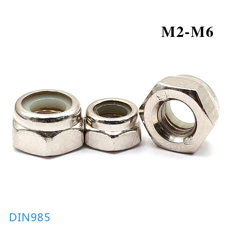 Carbon Steel Hex Nylon Insert Self Locking Nut M2 M2.5 M3 M4 M5 M6 Anti Vibration Locknut Nut DIN985 Nickel plating/Black Zinc