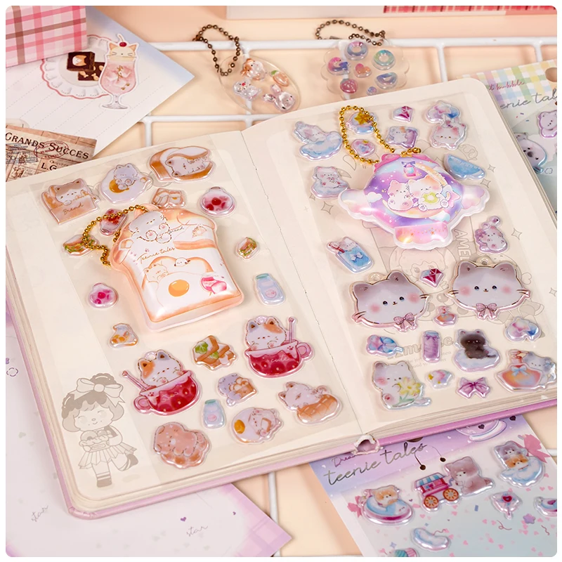 2 قطعة قرصة متعة عشوائية معلقة الكرتون ثلاثية الأبعاد منتفخ ملصقات سكرابوكينغ Diy بها بنفسك مجلة القرطاسية ملصق لطيف ديكو اللوازم المدرسية #2