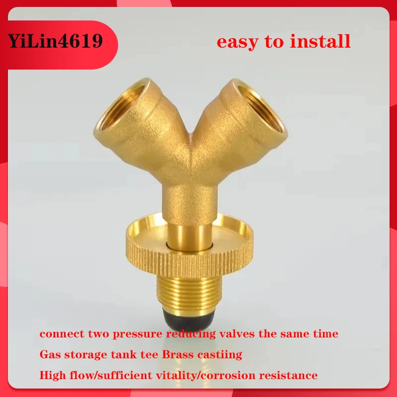 Gas Tank Three-way Valve One Branch Two Way Liquefied Gas Stove Gas Bottle Connection Port Switch Valve Shunt Connector