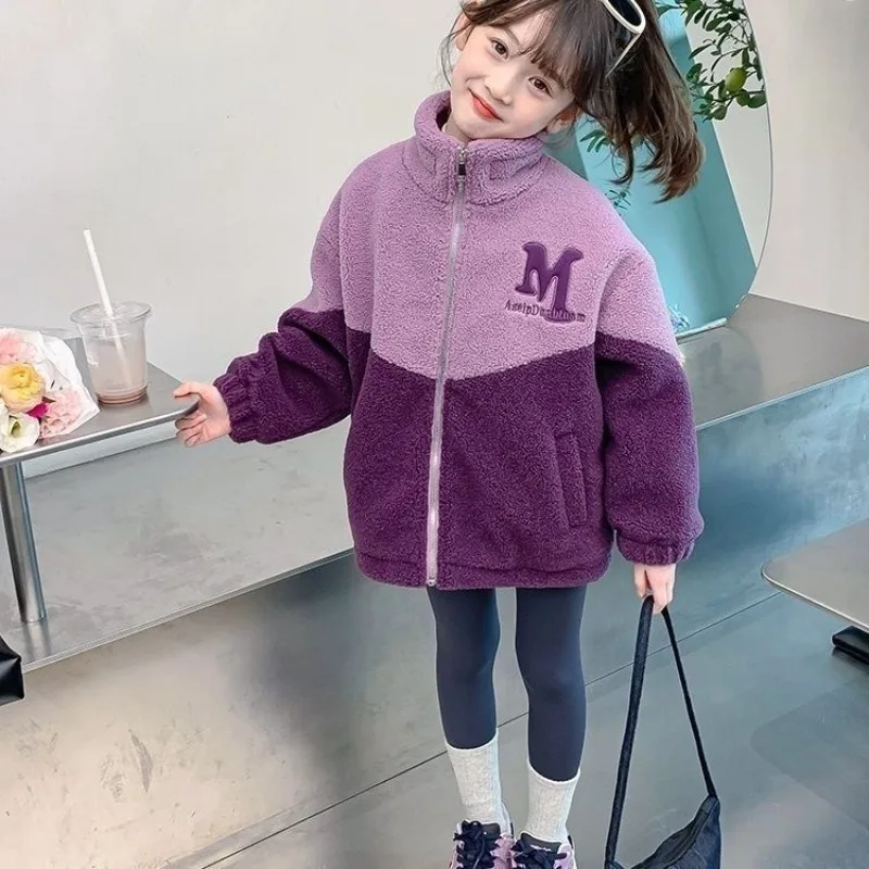 

Girl's Faux Lamb Winter Coat 2025 New Style Thickened Cotton Wool Sweater for Kids Warm Cozy Trendy Design for Toddler Girls