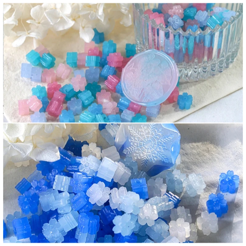 60pcs New Color Mixing Semi Transparent Sakura Wax Seal Beads DIY Envelope Seal Wedding Invitation Retro Stamp Making Tool