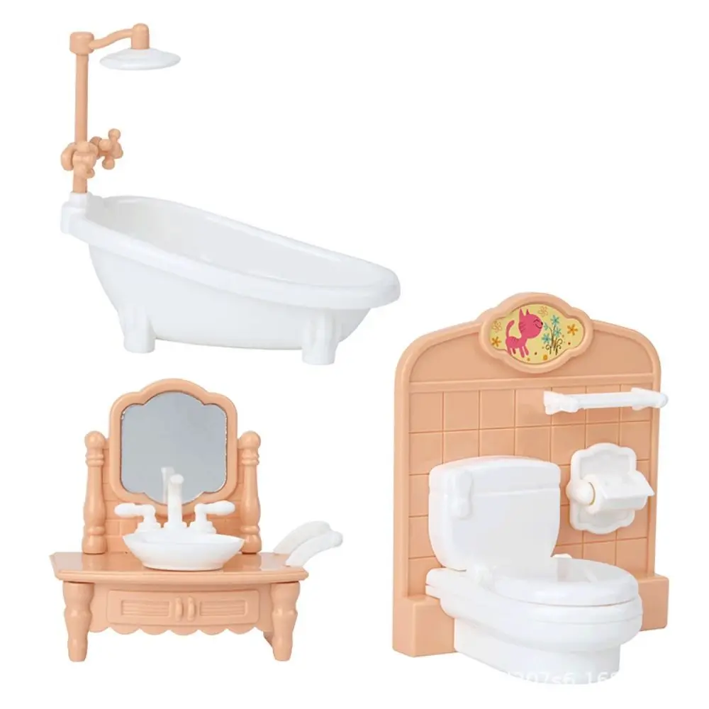 Juego de muebles para casa de muñecas a escala 1:12, Mini juego de simulación para el hogar, cocina en miniatura, baño, dormitorio, modelo de muñeca de juguete, sala de estar