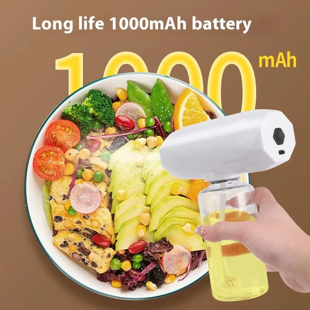 ABJS Electric Oil Sprayers Bottle 300Ml Cooking Oil Dispensers Olive Oil Butters Sprayers for Kitchen Air Fryer Bbq Salad
