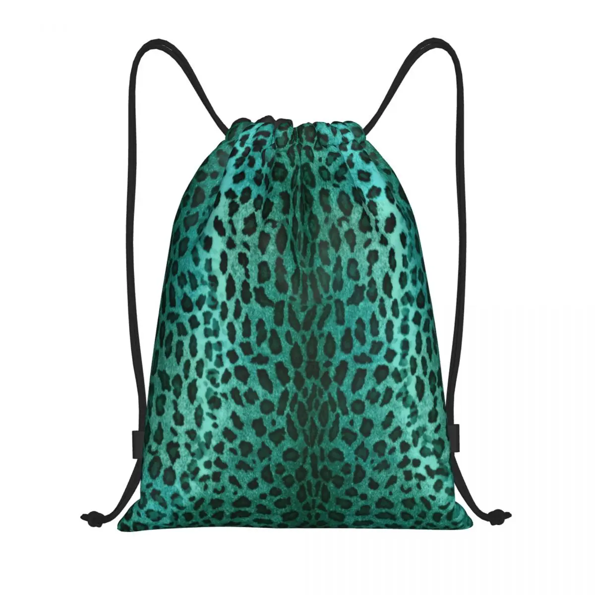 Bolsas con cordón de leopardo verde personalizadas para entrenamiento, mochilas de Yoga, mujeres, hombres, estampado de piel de Animal, mochila deportiva para gimnasio