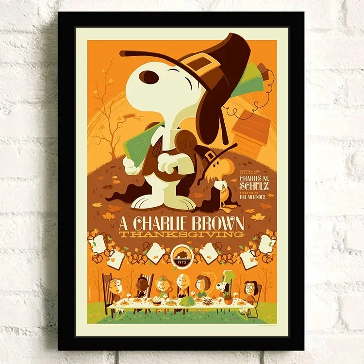 Anime Snoopy & Charlie Brown Scene Unframed Canvas HD Poster Classic Cartoon Wall Art for Kids Bedroom Playroom Home Decor