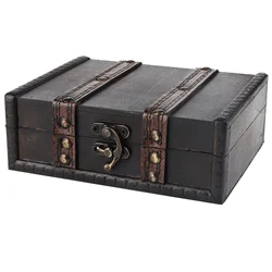 Vintage Wood Box Jewelry Storage Case Display Box Wooden Treasure Chest Desktop Ornaments for Bracelet Earrings Necklace