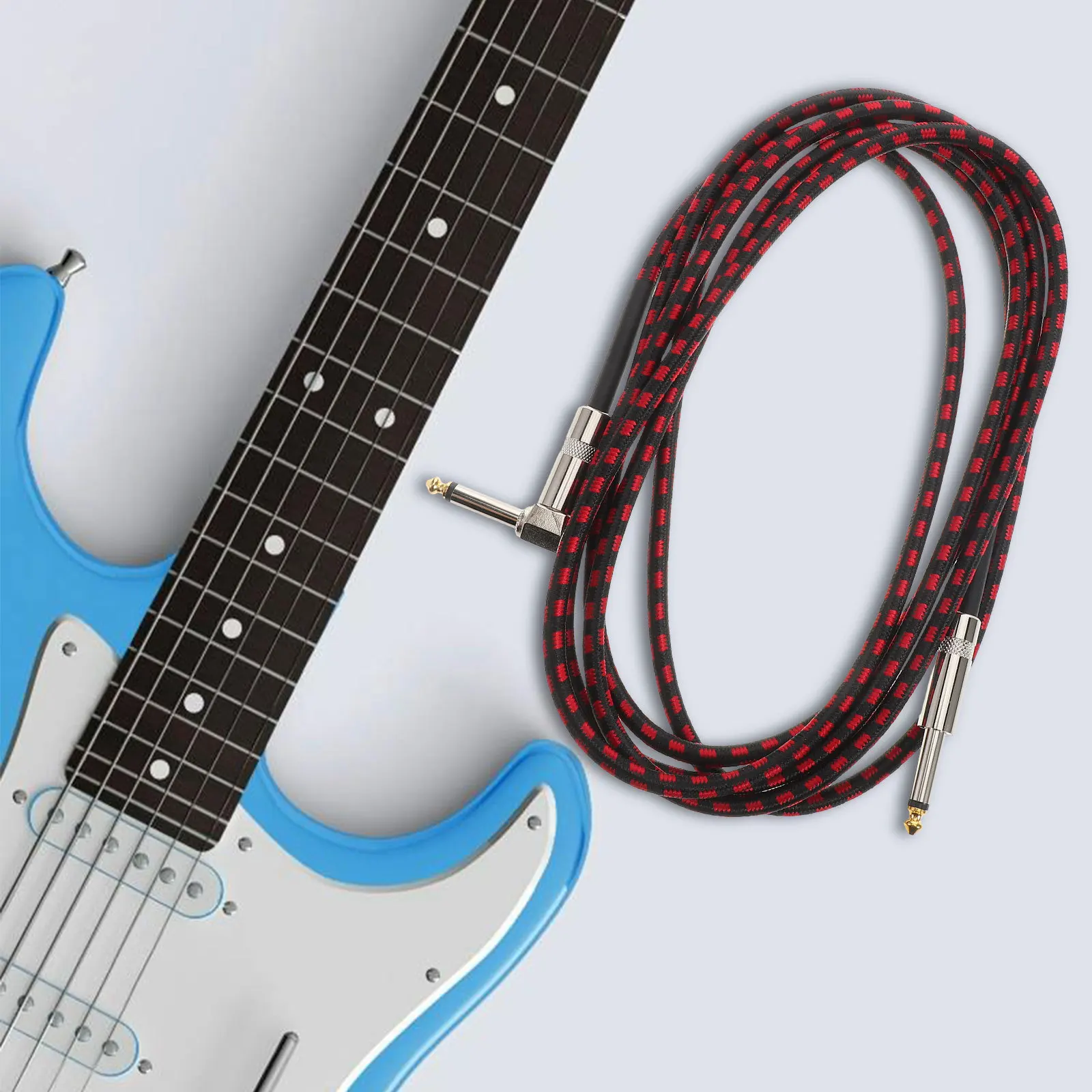 

1pcs Electric Guitar Cable 6.35Mm Right Angle Low Noise Long Length For Bass Acoustic Guitar Patch Cables