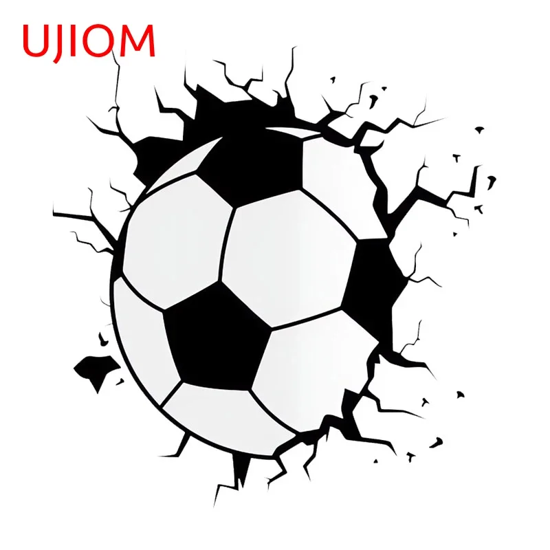 UJIOM Fußball 3D Crack Wandaufkleber Kratzfester Vinyl-Aufkleber Creativite Room Graphics Poster Dekoration Schlafzimmer Schränke