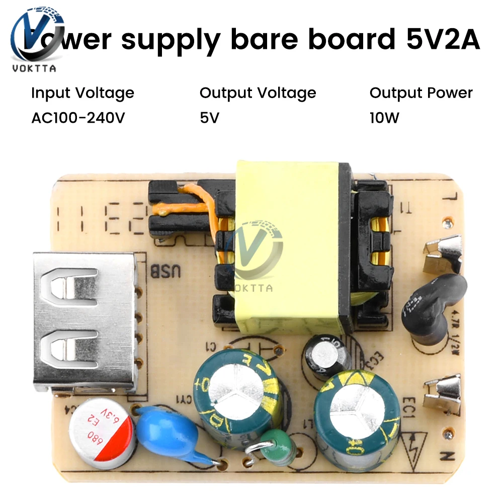 AC100-240 to DC5V Switch Power Supply Module AC-DC Power Adapter Bare Board Transformer Power Circuit Protection Board 2A 10W