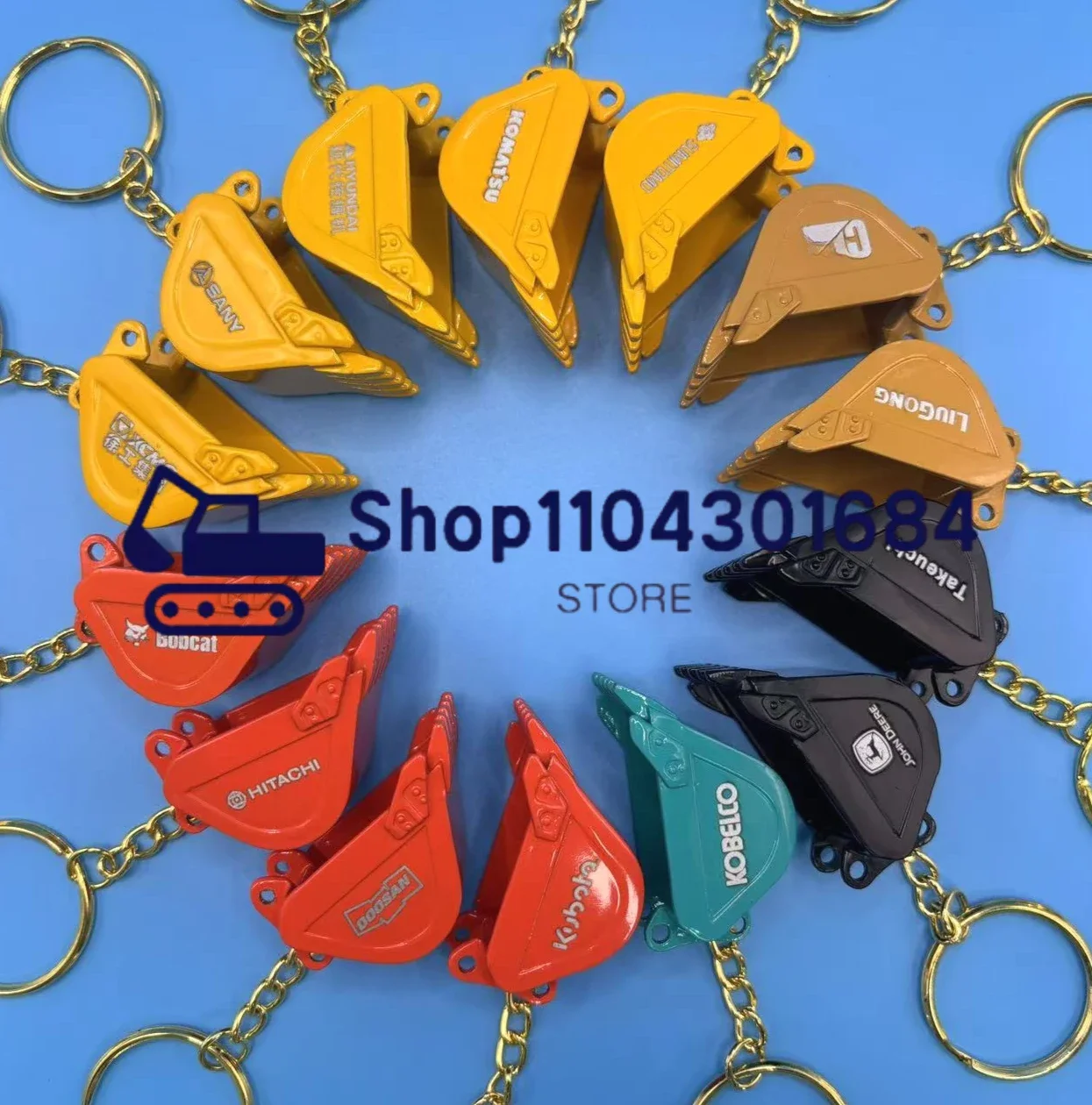 Key Chain Gift for SANY KOMATSU Hitachi Kobelco Bobcat Excavator Bucket Keychain Chain Plate Metal Pendant Small Gift Buckle