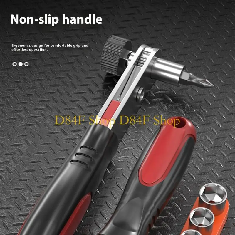 D84F Double Direction Ratcheting Socket Spanner Tool Ergonomic Grip Compact Design Fit For Tight Space Maintenance Tasks