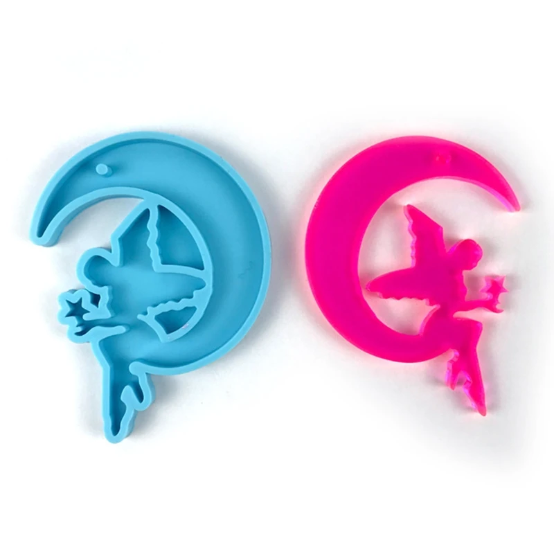 2Pcs Flower Fairy Keychain Pendant Moulds Angel Girl Shape Silicone Earring Molds for Resin Epoxy Casting DIY Crafts