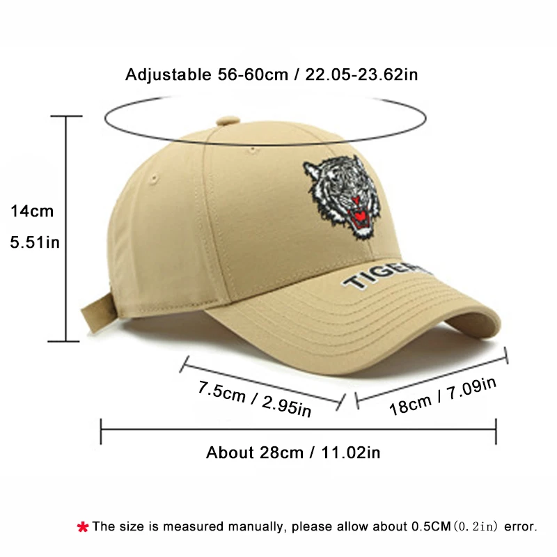 Fashion Baseball Cap Men Women Trucker Cap Male Outdoor Sun Hat Tiger Head Embroidery Peaked Visor Summer Fishing Hat Unisex 3