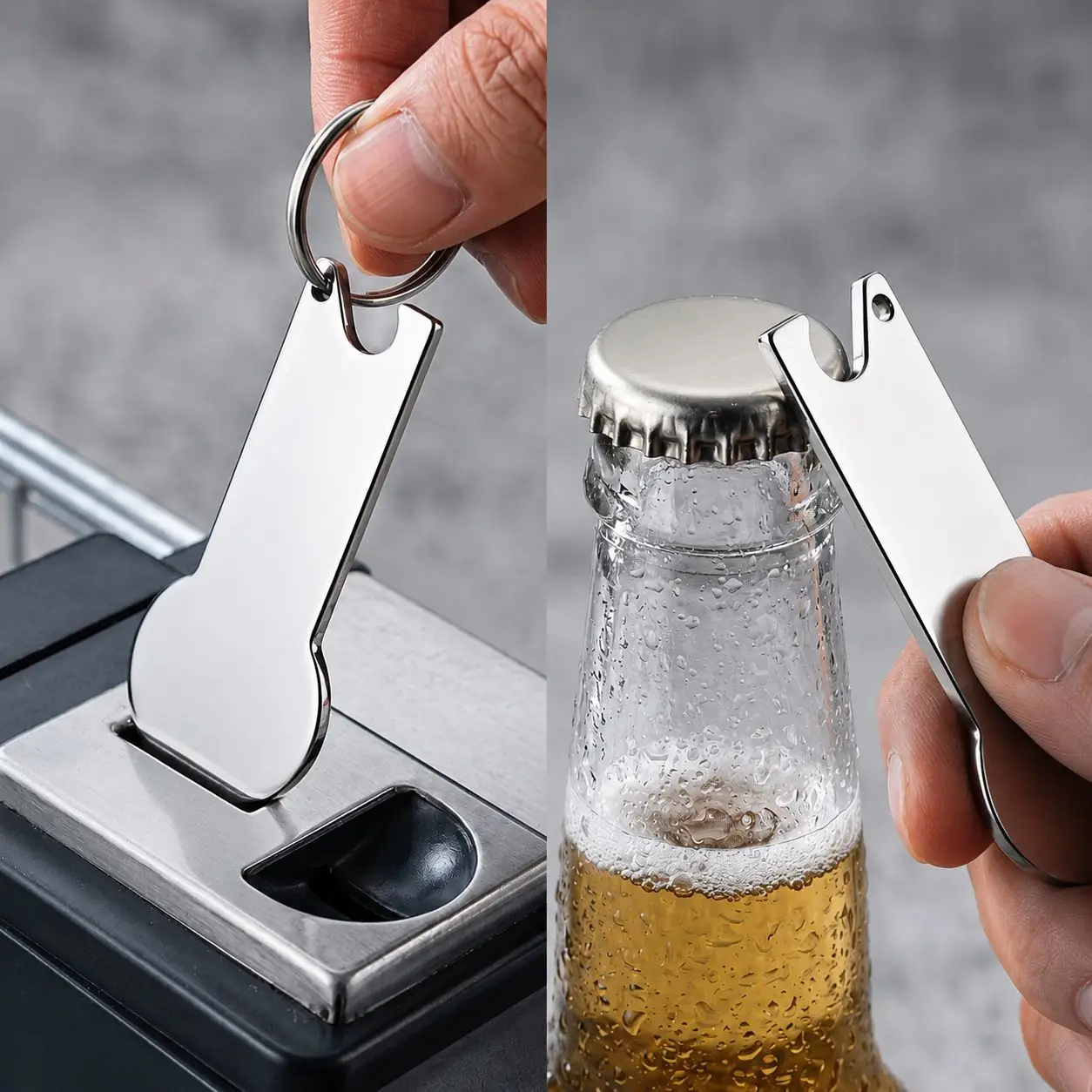Stainless S Keychain Supermarket Cart Token Key Chain Festival Gift Personalized Text Beer Bottle Opener Diy Jewelry wholesale