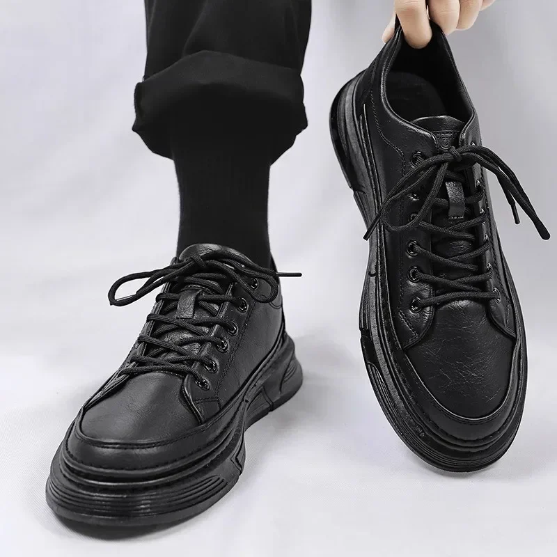 Youth Casual Leather Shoes Men's Korean Retro Business Formal Wear Dress Shoes British Students Party