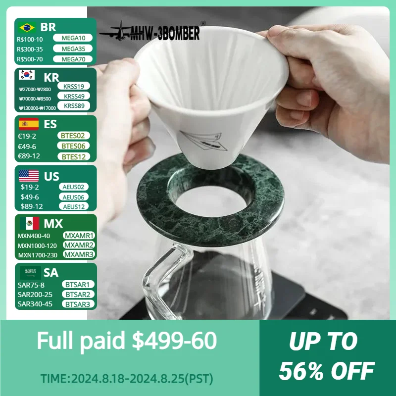 

MHW-3BOMBER Coffee Dripper Stand Marble Dripping Coffee Holder Tools Hand Brewing Home Kitchen Cafe Suitable