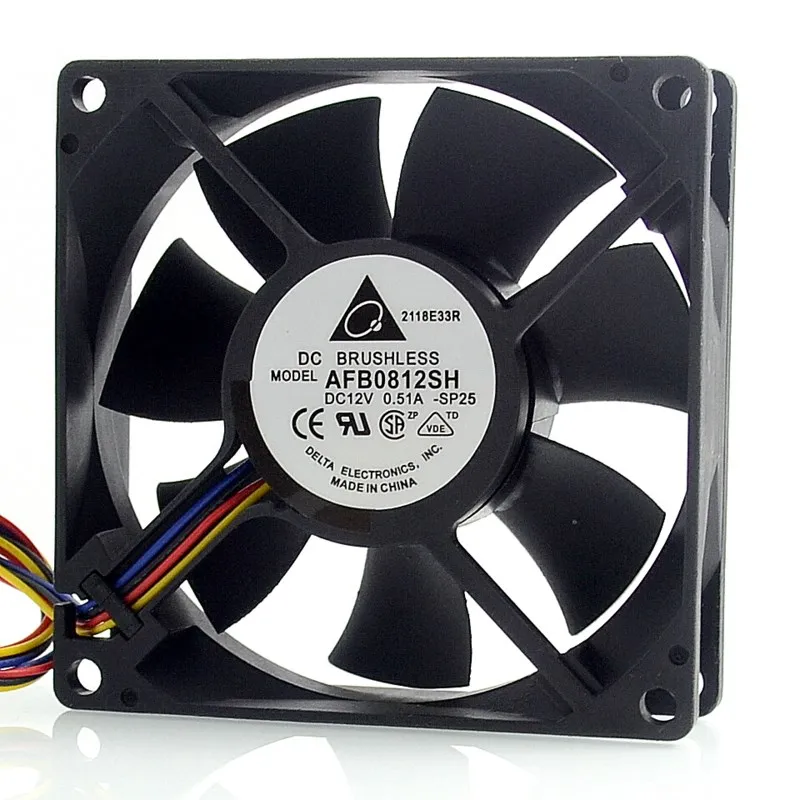 For Delta New and authentic AFB0812SH 8025 80mm 0.51A 8CM winds of single ball bearing cooling fan 80*80*25mm