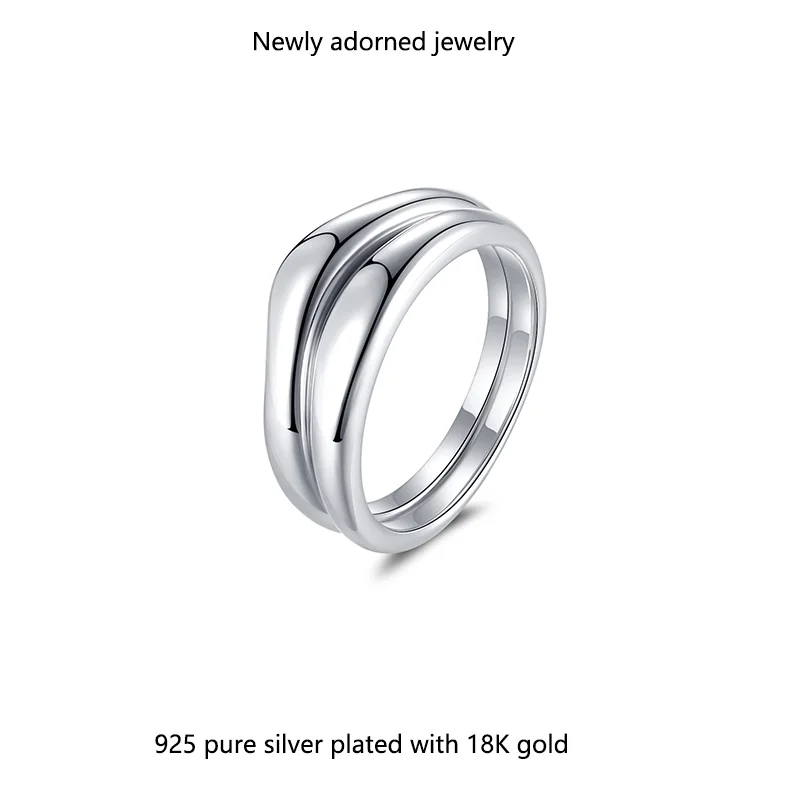 

S925 silver cross-border best-selling women's and men's minimalist niche couple rings for women, TEMU European and American styl