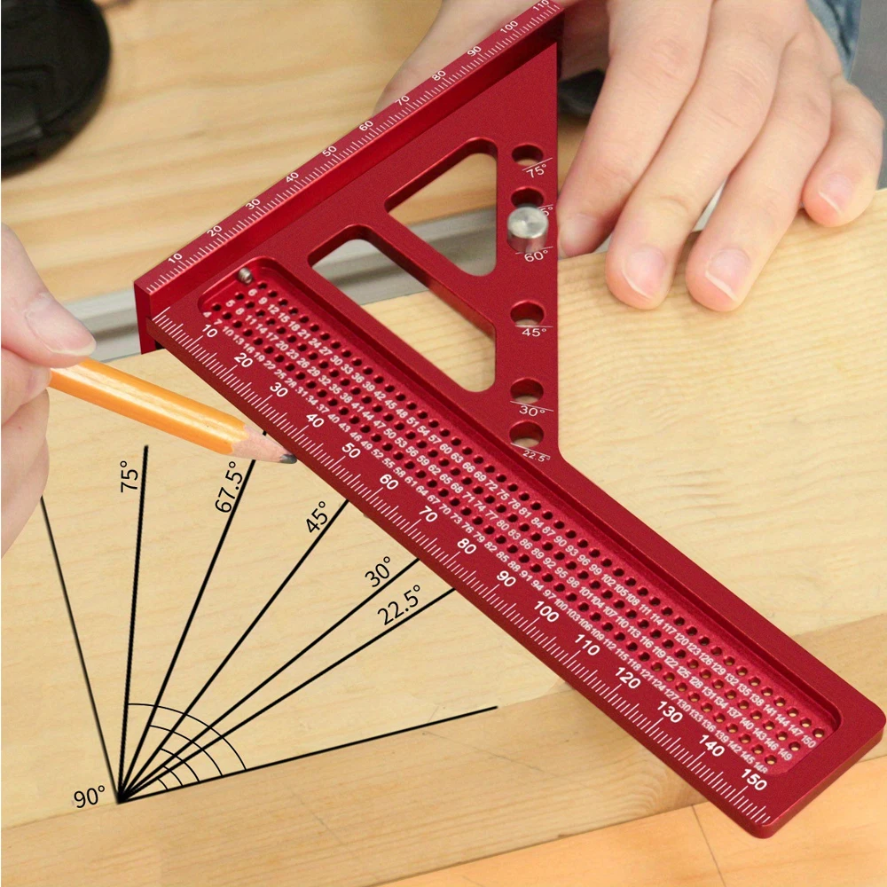 

New Multi-angle Measuring Ruler 45/90 Degree Aluminum Woodworking Square Protractor Bevel Triangle Ruler Layout Measurement Tool