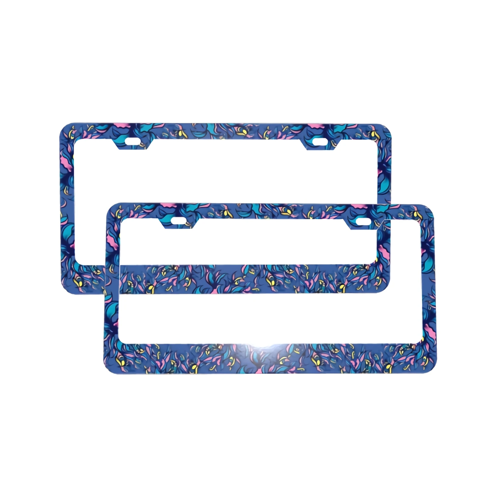 

2 PCS License Plate Frames - Abstract Floral Bird License Plate Covers Car Tag Frame 2 Holes and Screws Car Accessories