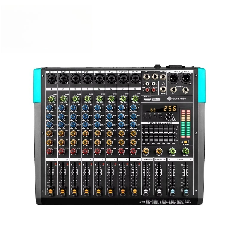 GAX-PA8 Professional 8-channel Audio Mixer, Stage Performance DJ Mixing 256DSP Digital Audio Mixer