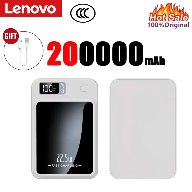Lenovo 2027 200000mAh Kabellose Magnetische Powerbank für Magsafe Tragbares Schnellladegerät Mobile Batterie für Xiaomi iPhone Samsung