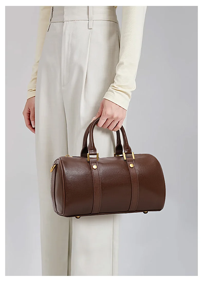 Aidrani Damenhandtasche aus echtem Leder mit Schultergurt – Crossbody, zylindrische, kissenförmige Aufbewahrungstasche für eine Schulter – Detail 3