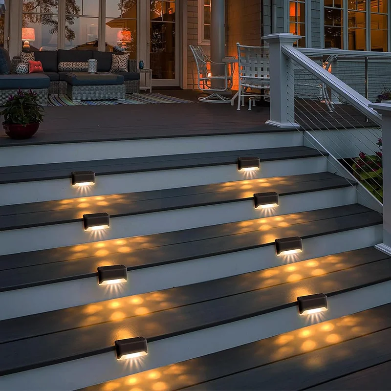 Outdoor step lights Patio lighting Garden atmosphere decorative lights Balcony layout balustrade Solar stair lights