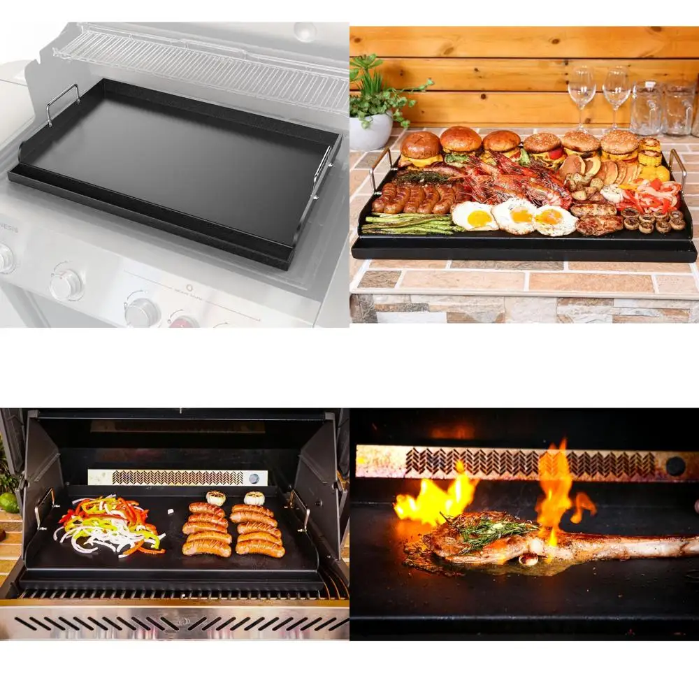 

Ceramic Coated Cast Iron Griddle for Gas Grills and Stoves, 25 x 16 Nonstick Flat Top Cooking Pan