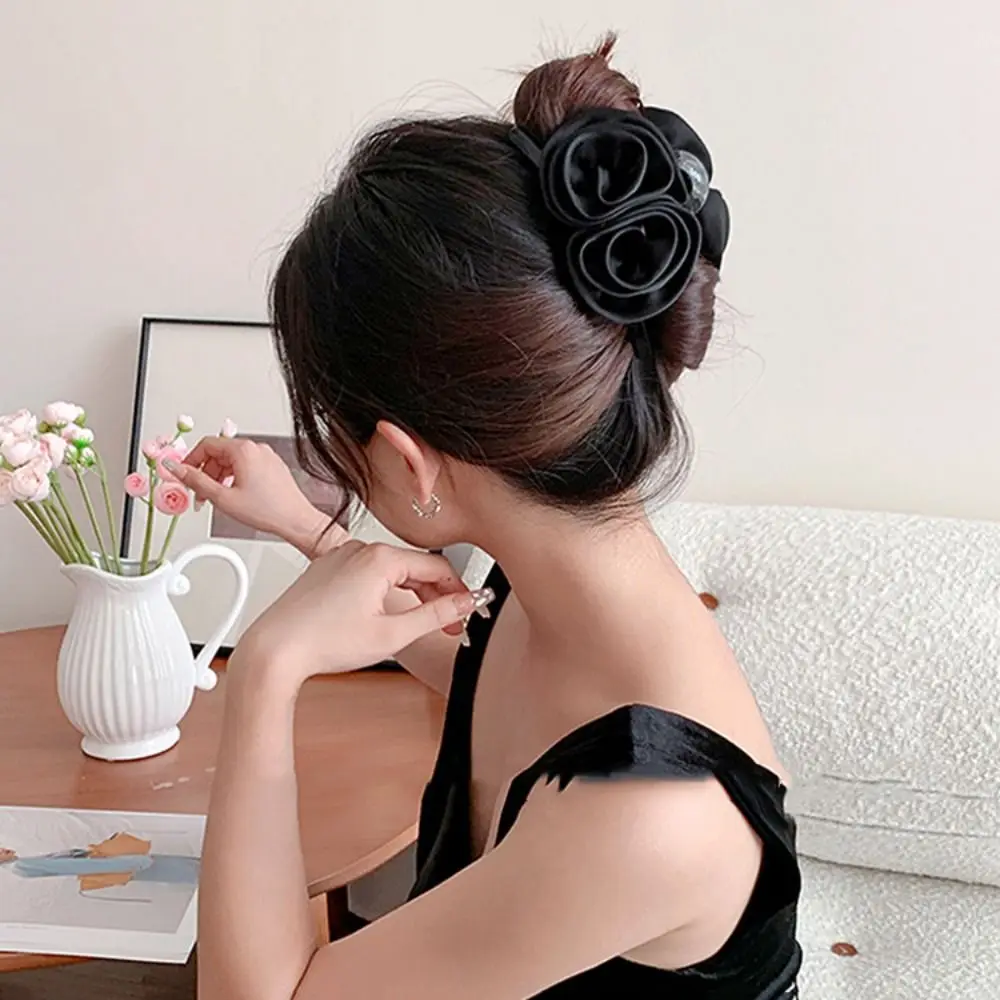 

Flower Flower Hair Claw Hair Grab Clip Shark Clip Red Rose Hair Clip Korean Style Hair Accessories Large Size Hair Claw Travel