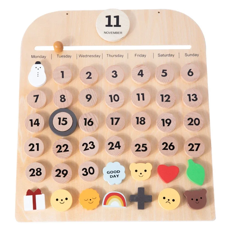 Kids Montessori Learning Calendar Cognition Time Week Month Ornaments Nordic Wood Toys Preschool Educational Toys for Children