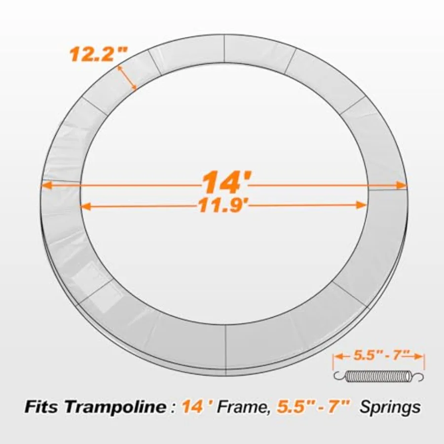 Trampoline safety pad for outdoor use premium PVC material black color waterproof and tear-resistant with no pole holes