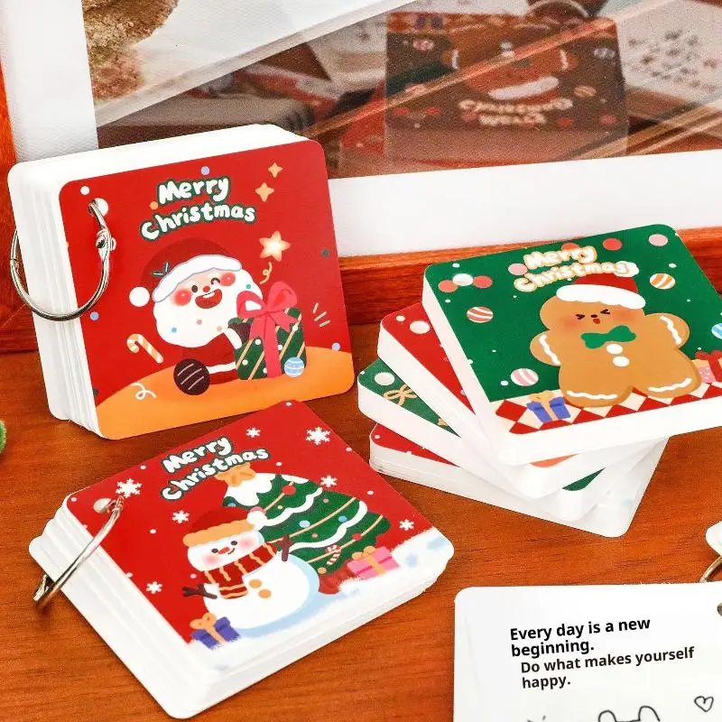 1/4 Stuks Kerst Losbladige Notebook Cartoon Kerstman Sneeuwpop Elanden Mini Draagbare Notepad Student Briefpapier Prijzen gift