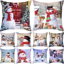 Christmas Snowman Santa Claus Pillow Case Merry Christmas Decor For Home Navidad Natal Noel Elk Cushion Cover 2025 New Year 2026