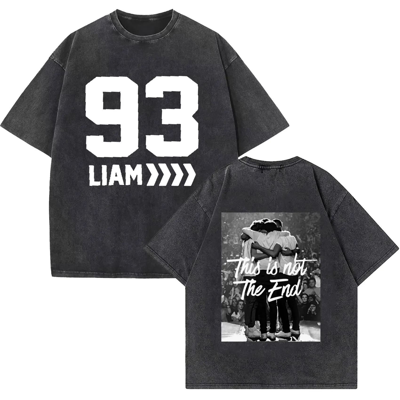 Liam Payne 93 This Not The End Tour Graphic T Shirt Men's Fashion Vintage Washed Short Sleeve T-shirts Hip Hop Clothing T-shirt